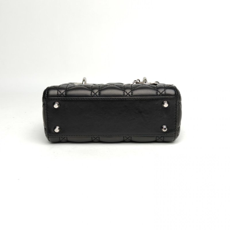 DIOR Lady戴妃包三格黑色羊皮銀扣2018肩背包-4