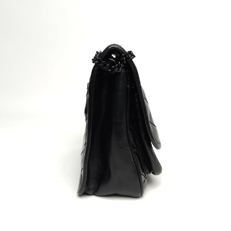 SAINT LAURENT NikiMini21D扣黑色牛皮黑扣肩背包-3