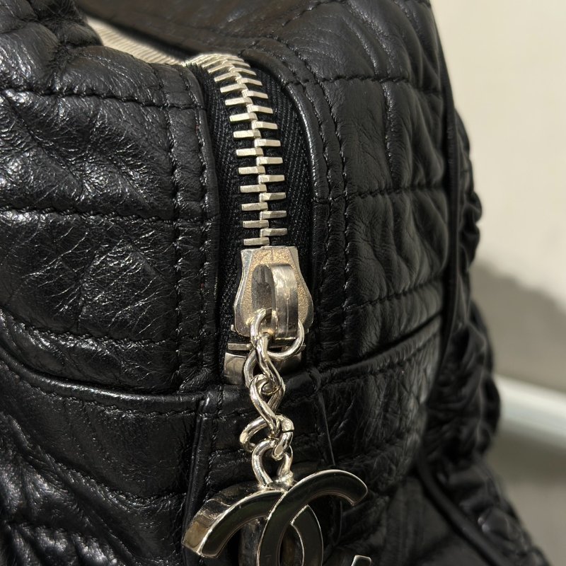 CHANEL 摺皺單肩包 - 黑銀11開-7