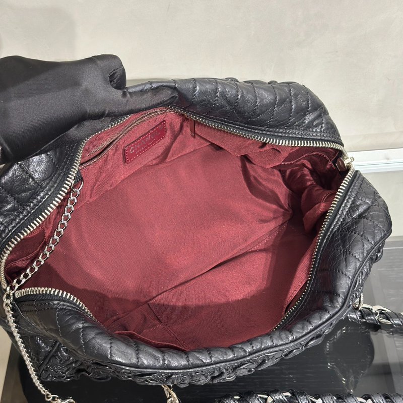 CHANEL 摺皺單肩包 - 黑銀11開-8