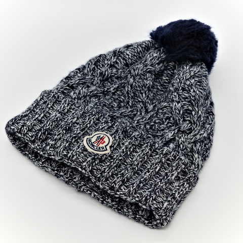 MONCLER 藍黑混色編織毛帽