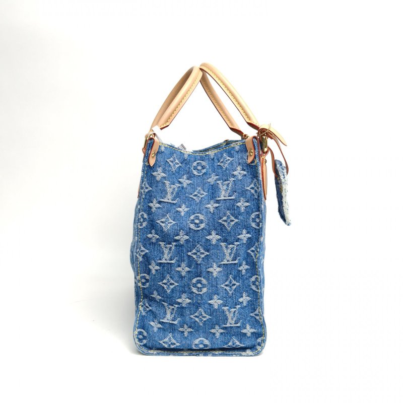 LOUIS VUITTON Onthego中號35藍色牛仔布晶片老花肩背包-3