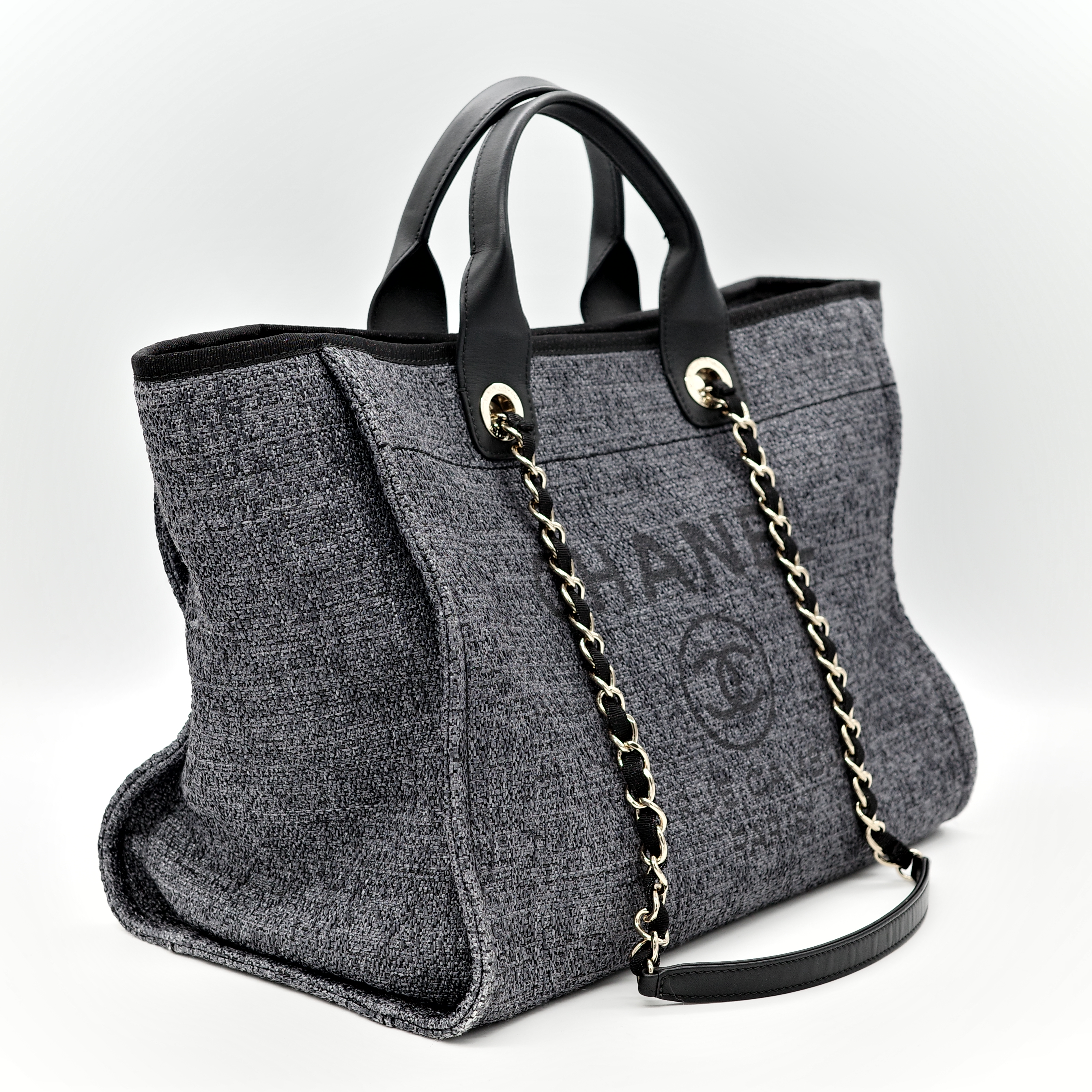 CHANEL 香奈兒 Deauville沙灘包 手提肩背 金鍊 兩用-1