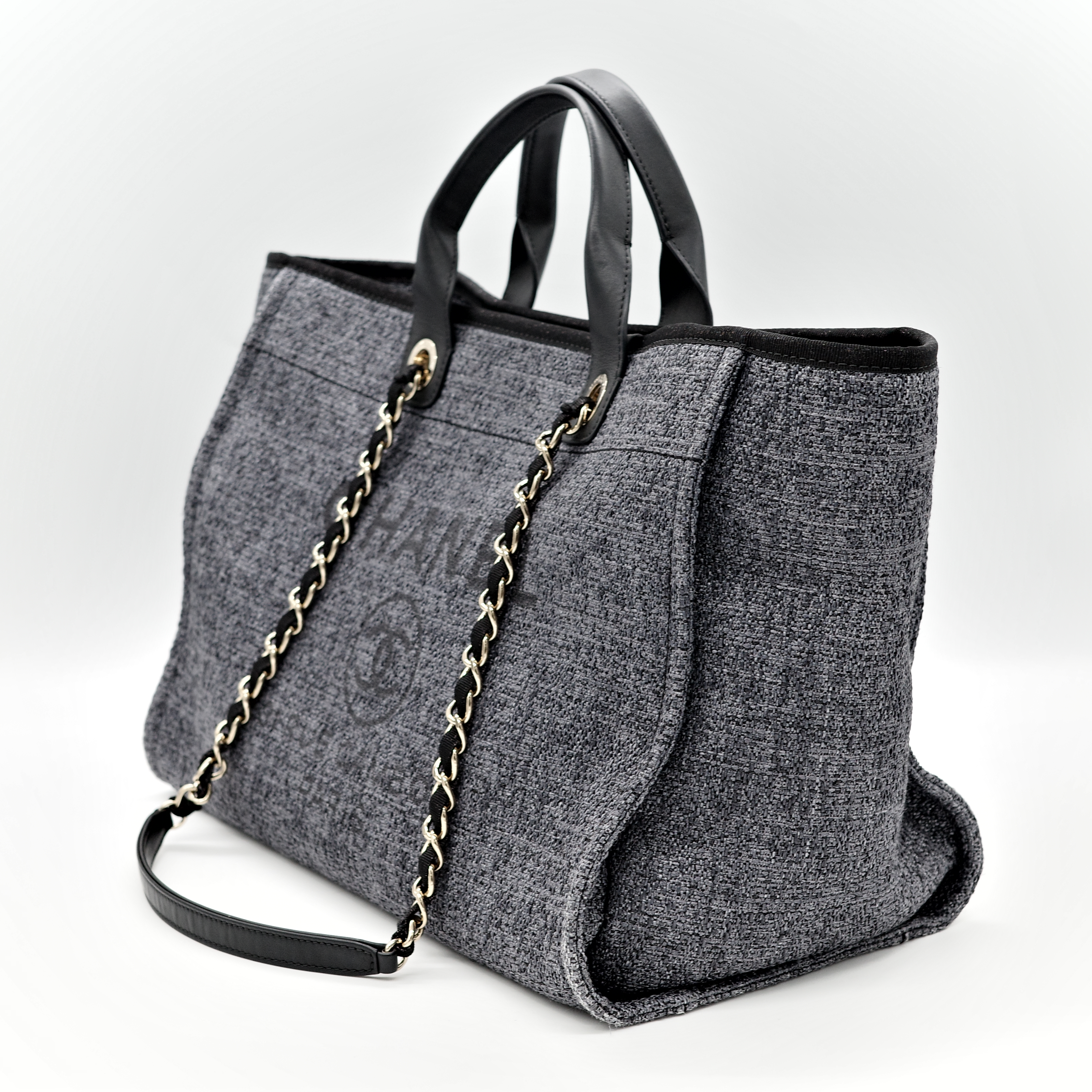 CHANEL 香奈兒 Deauville沙灘包 手提肩背 金鍊 兩用-2