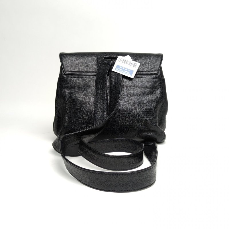 CHANEL 黑色荔枝牛皮5開銀扣中古onnuk同款雙肩包肩背包-2