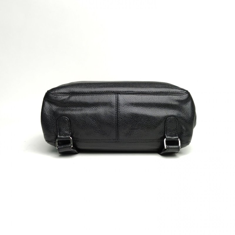 CHANEL 黑色荔枝牛皮5開銀扣中古onnuk同款雙肩包肩背包-4