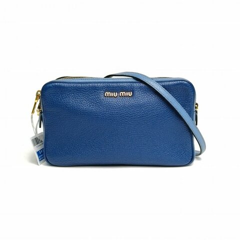 MIU MIU 藍色牛皮相機包肩背包