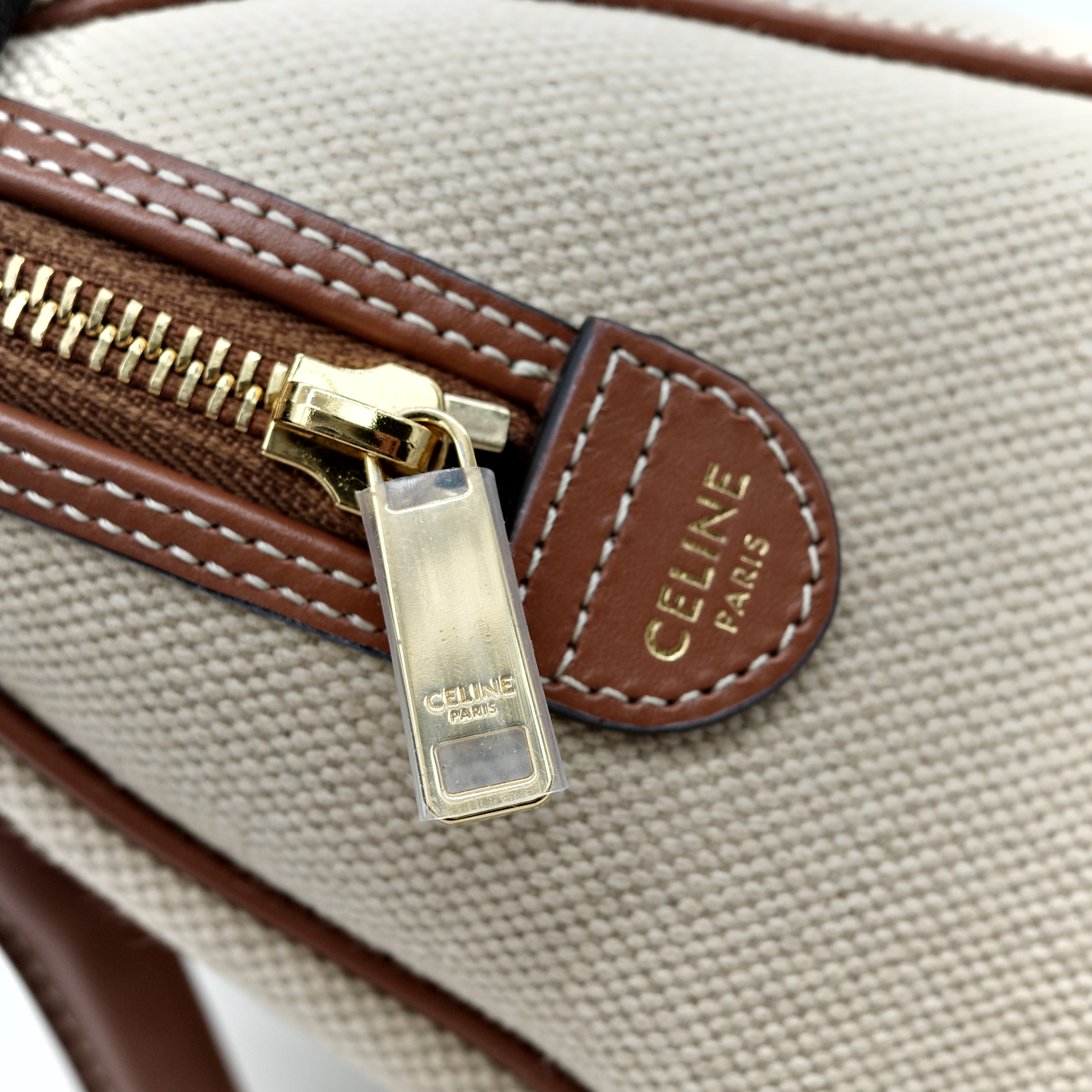 CELINE 思琳 triomphe 波士頓 棕色 帆布 手提 肩背 兩用-10