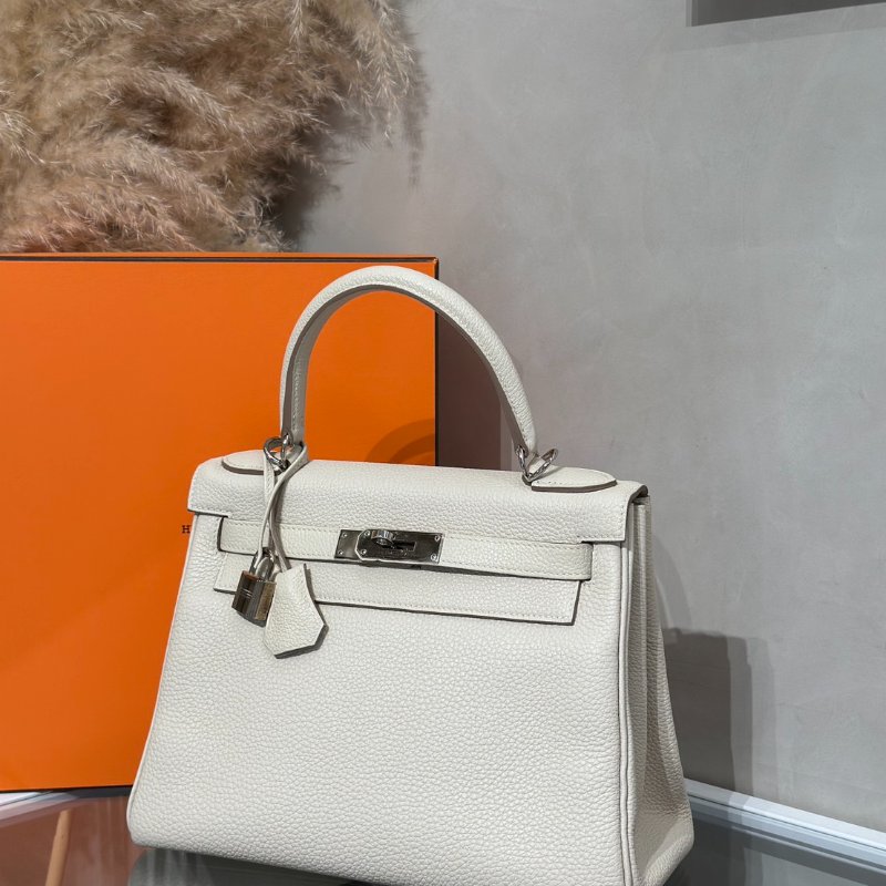 HERMES Kelly 28 - 奶昔白銀 Z-3