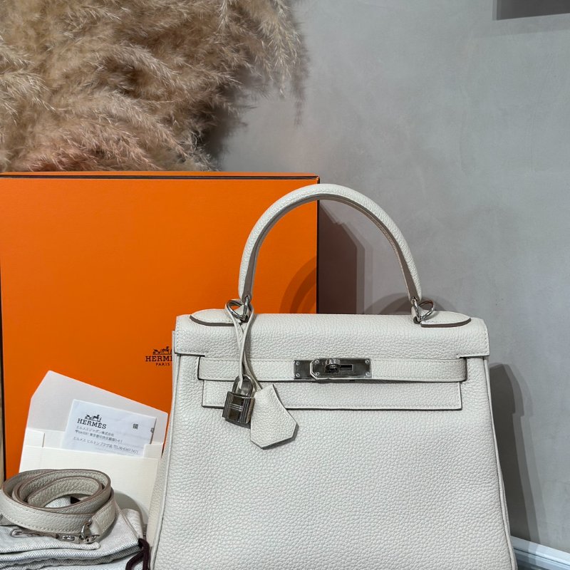 HERMES Kelly 28 - 奶昔白銀 Z-12