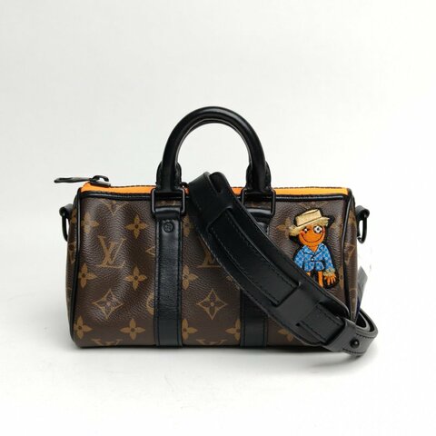 LOUIS VUITTON KEEPALLNano21老花牛皮晶片稻草人肩背包