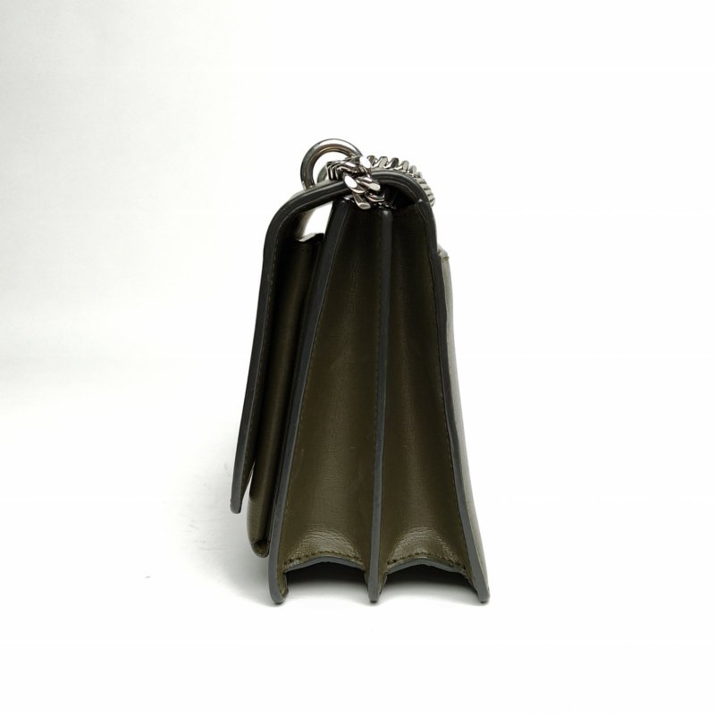 SAINT LAURENT SUNSET日落包中號22綠色牛皮銀扣肩背包-1