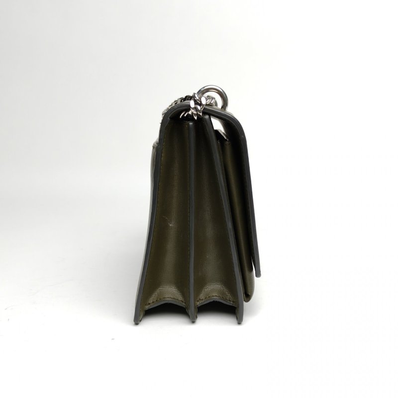 SAINT LAURENT SUNSET日落包中號22綠色牛皮銀扣肩背包-3