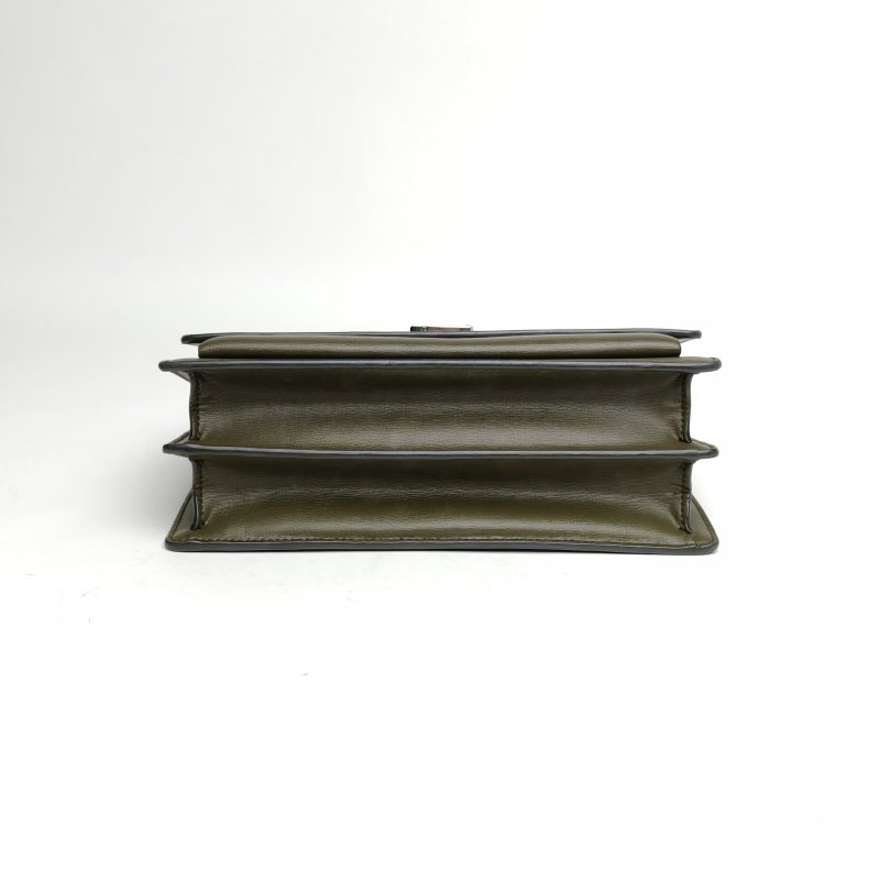 SAINT LAURENT SUNSET日落包中號22綠色牛皮銀扣肩背包-4