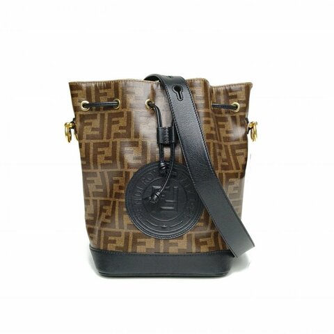 FENDI 老花PVC金扣水桶包肩背包