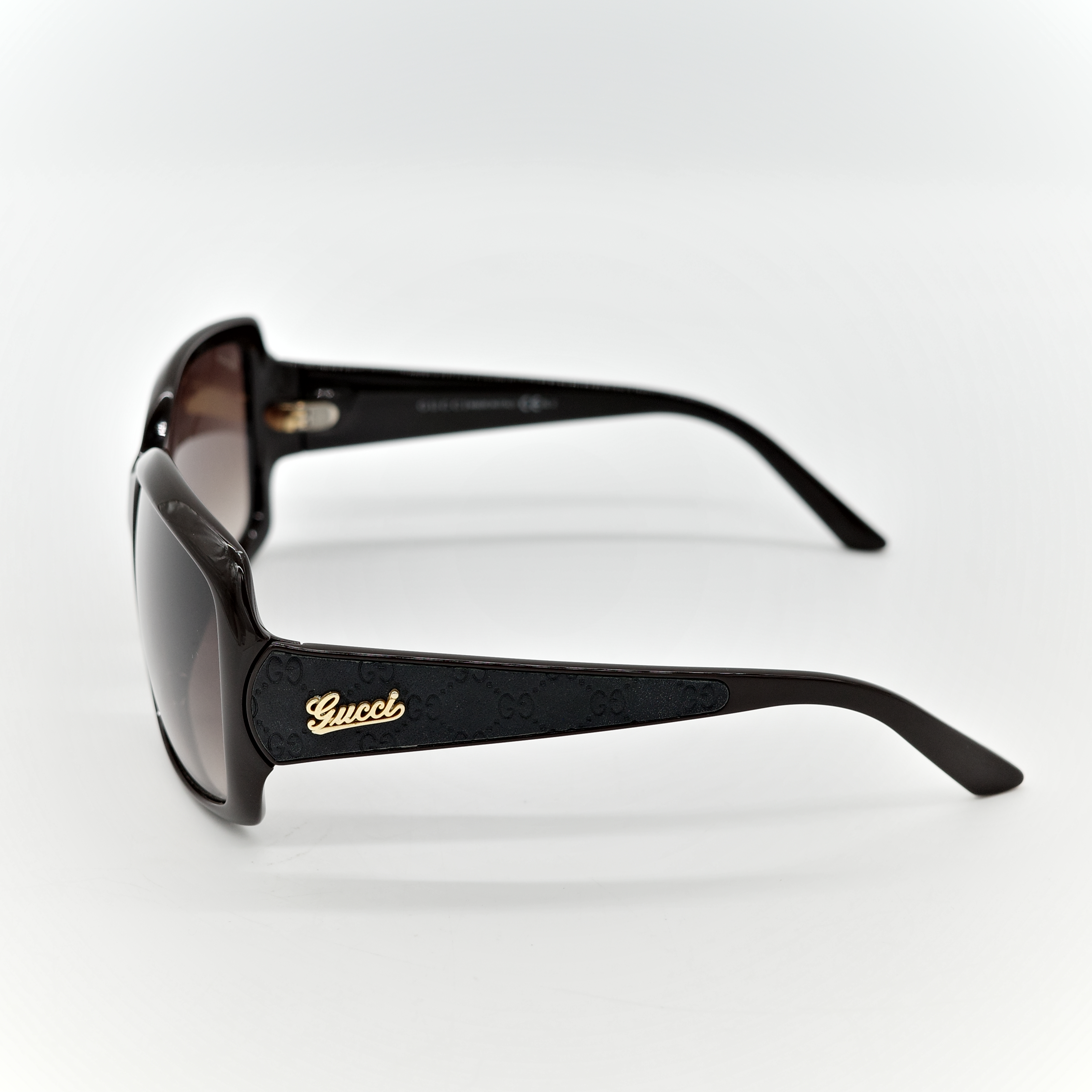 GUCCI 古馳 太陽眼鏡 皮革款 棕色漸層 皮革拼接-3