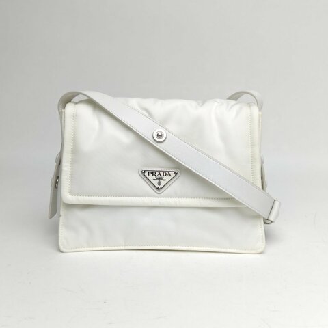 PRADA Re-NylonCINI郵差包小號白色尼龍肩背包