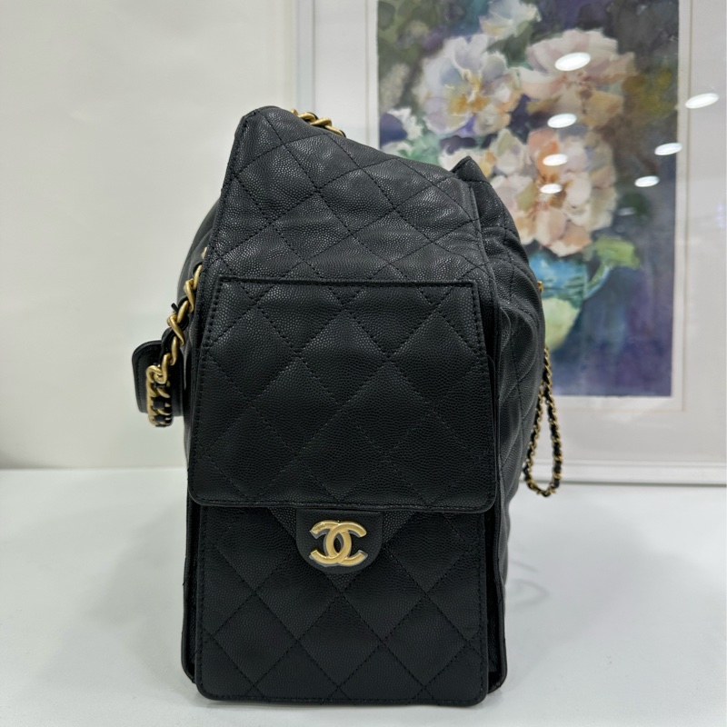 Chanel 香奈兒 25bag 黑金荔枝皮 25年晶片 有購證-2