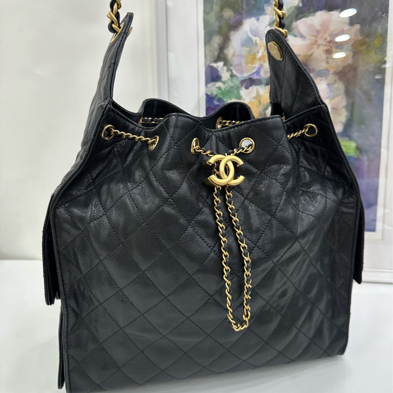 Chanel 香奈兒 25bag 黑金荔枝皮 25年晶片 有購證-4