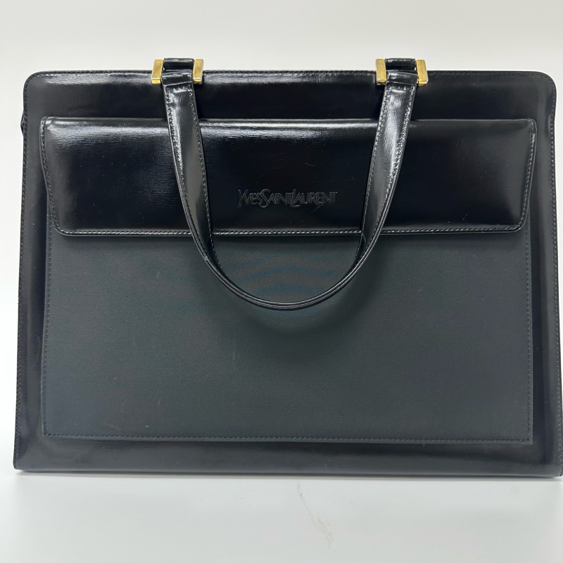 【赫蒂國際精品】YSL 聖羅蘭 黑色皮革托特包 vintage-2