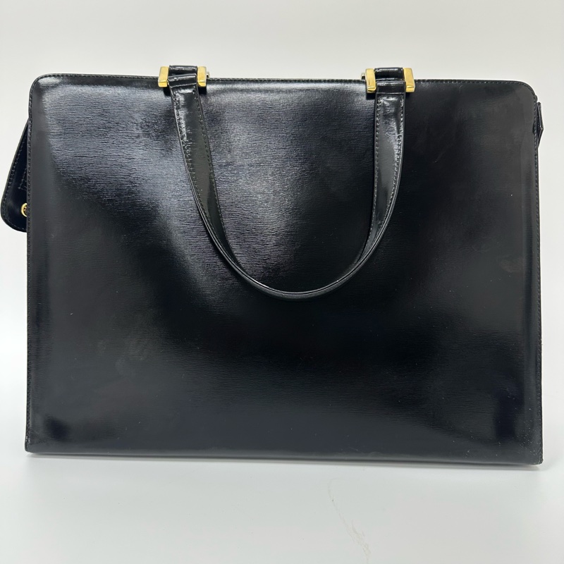 【赫蒂國際精品】YSL 聖羅蘭 黑色皮革托特包 vintage-3