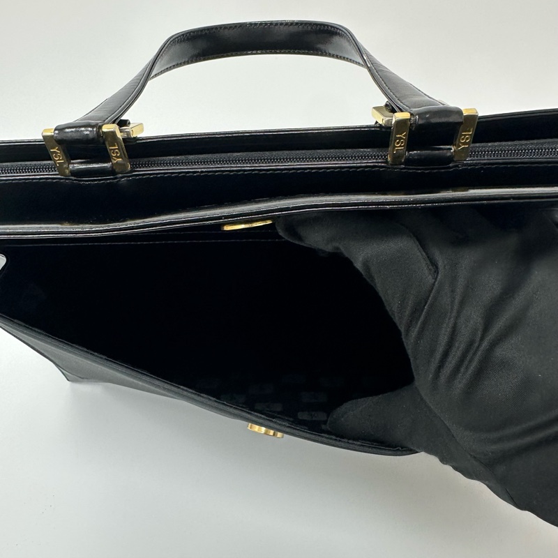【赫蒂國際精品】YSL 聖羅蘭 黑色皮革托特包 vintage-7