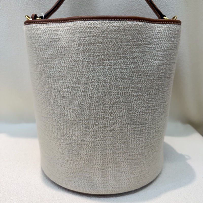 Celine Bucket 米色帆布拼棕色皮革水桶 XC415-2