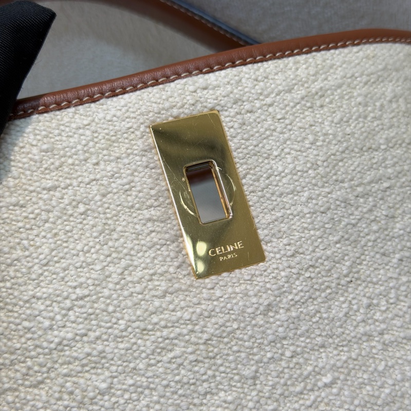 Celine Bucket 米色帆布拼棕色皮革水桶 XC415-9