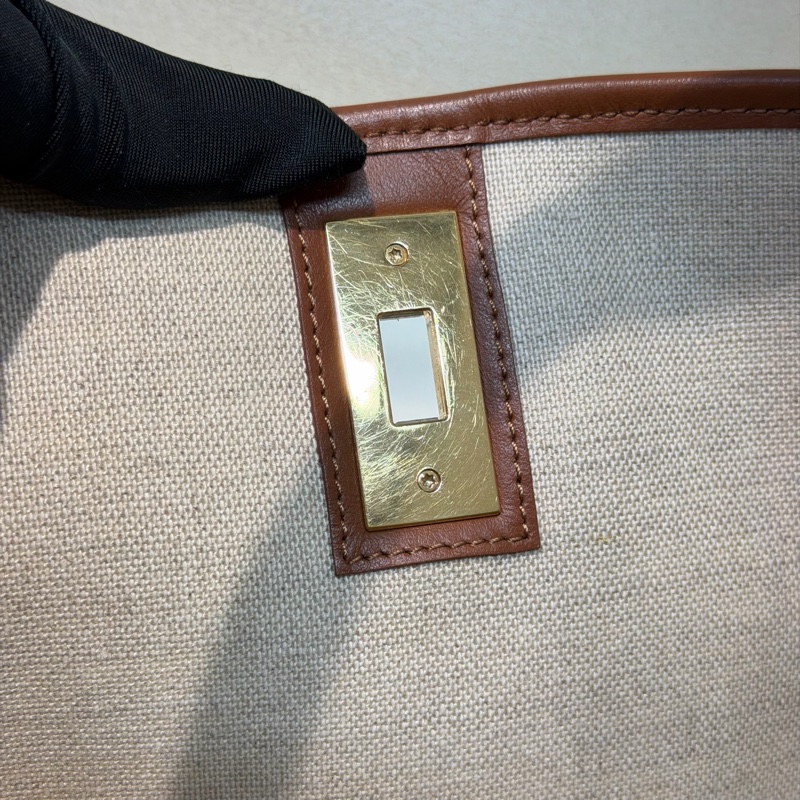 Celine Bucket 米色帆布拼棕色皮革水桶 XC415-10