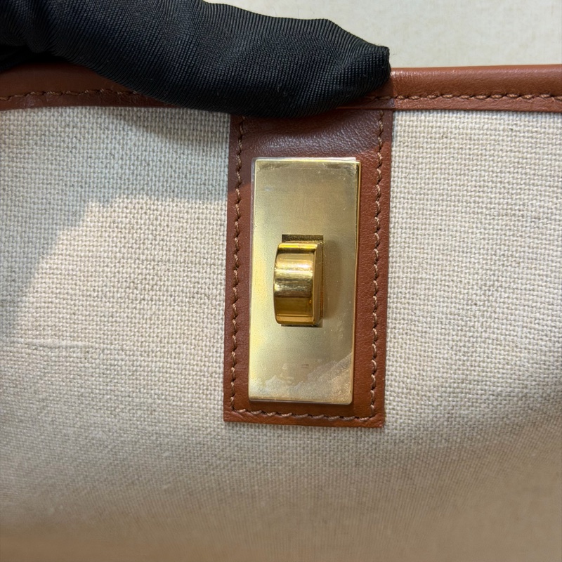 Celine Bucket 米色帆布拼棕色皮革水桶 XC415-11