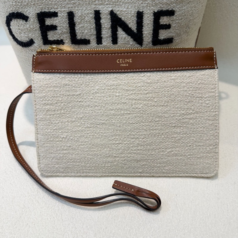 Celine Bucket 米色帆布拼棕色皮革水桶 XC415-13