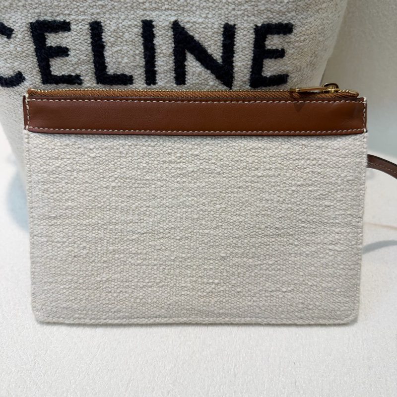 Celine Bucket 米色帆布拼棕色皮革水桶 XC415-14