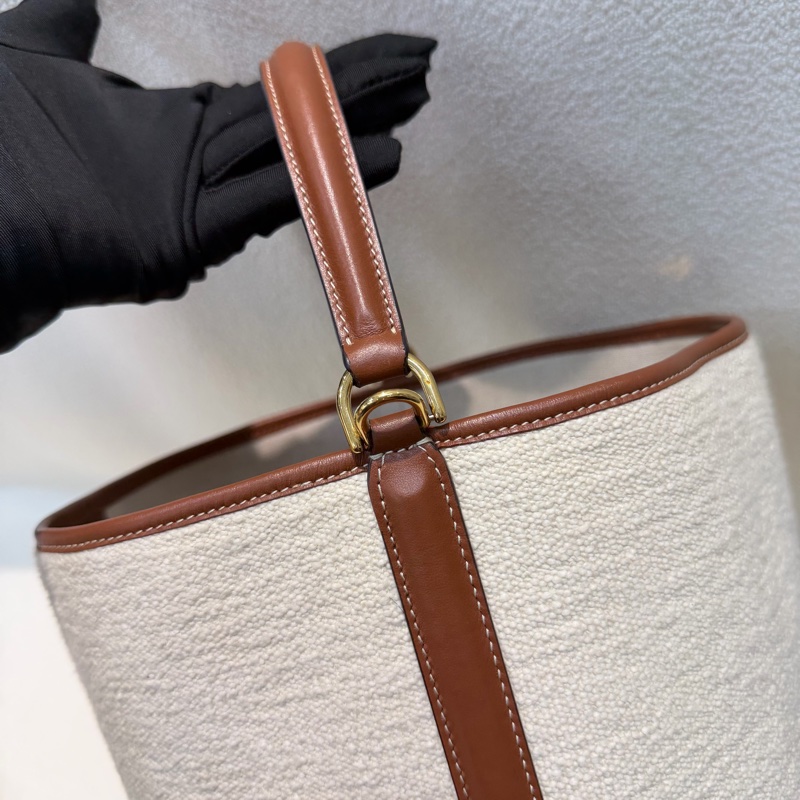 Celine Bucket 米色帆布拼棕色皮革水桶 XC415-18