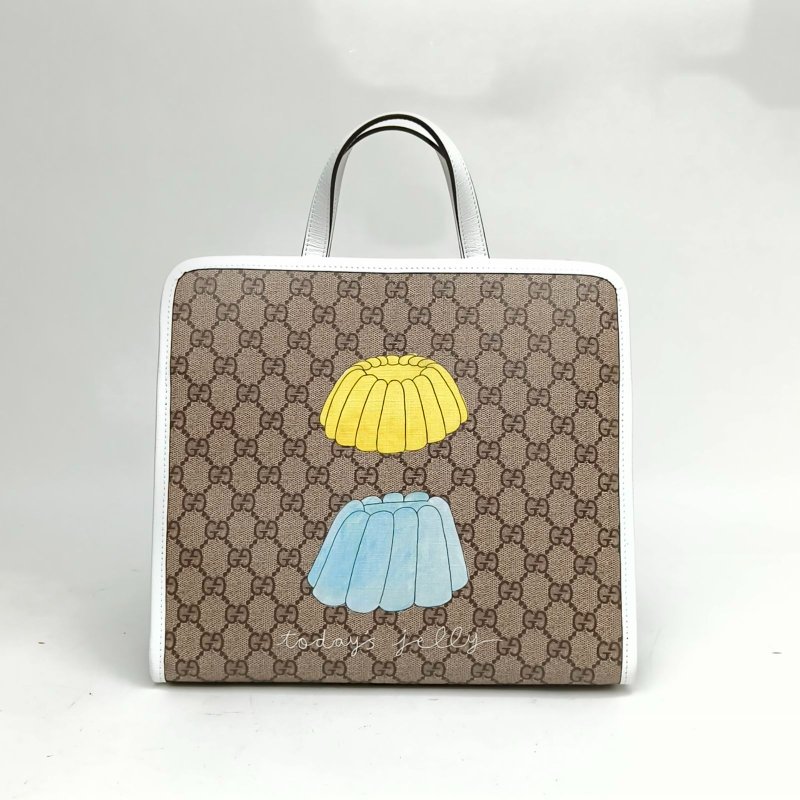 GUCCI 圖案PVC銀扣貓咪兒童包手提托特包肩背包-2