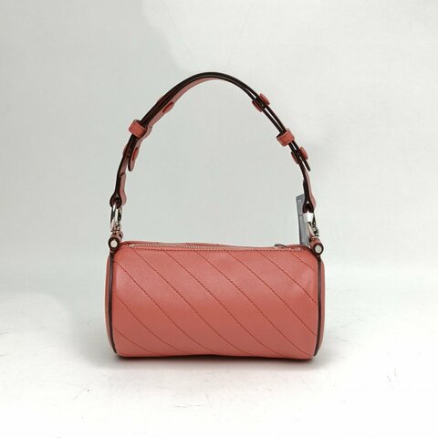 GUCCI 粉色牛皮銀扣Blondie系列手提圓桶包肩背包