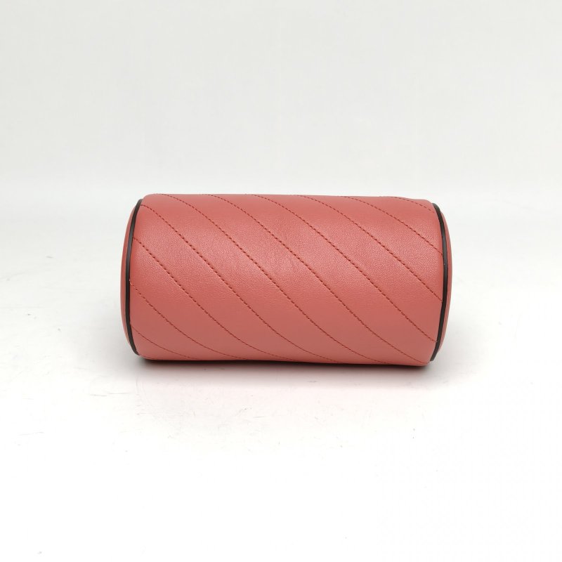 GUCCI 粉色牛皮銀扣Blondie系列手提圓桶包肩背包-4