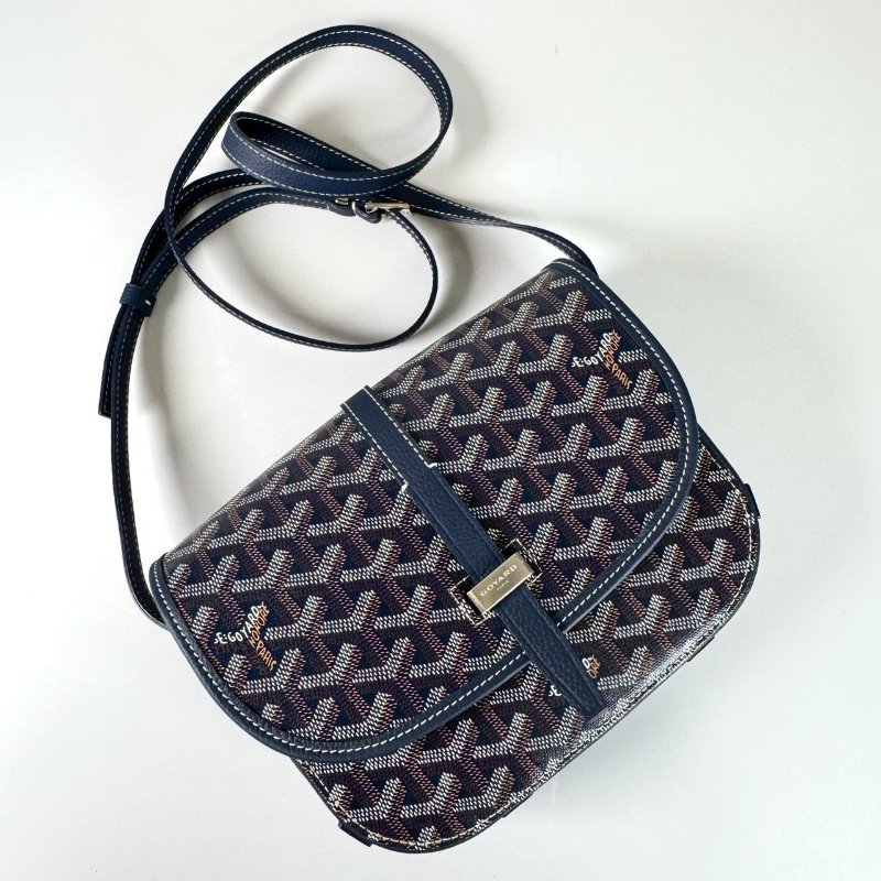 GOYARD BELVÉDÈRE BAG PM 深藍 斜背 新版 荔枝紋 郵差包 馬鞍包-4