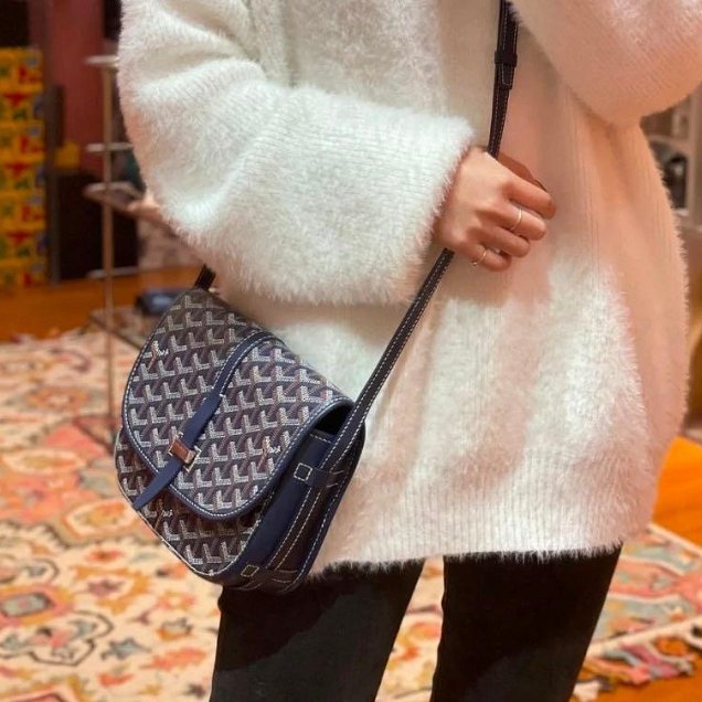 GOYARD BELVÉDÈRE BAG PM 深藍 斜背 新版 荔枝紋 郵差包 馬鞍包-9
