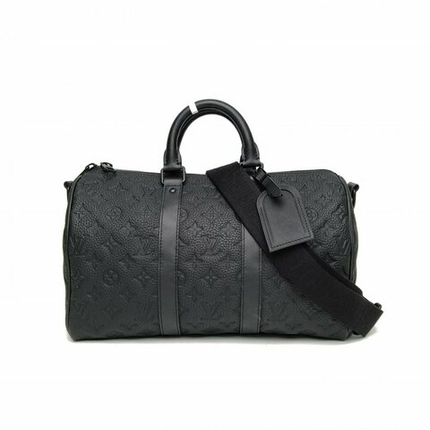 LOUIS VUITTON 黑色牛皮晶片KEEPALL35肩背包