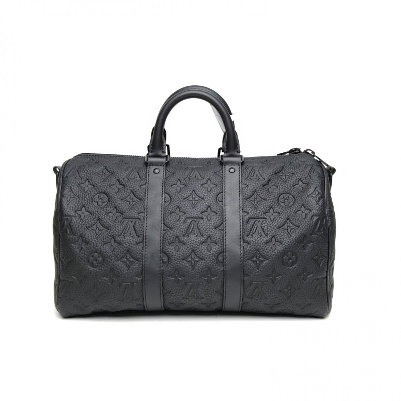 LOUIS VUITTON 黑色牛皮晶片KEEPALL35肩背包-2