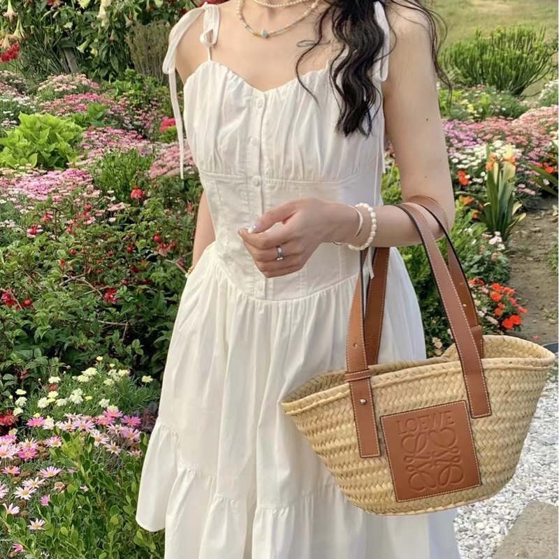 ෆ Loewe 草編籃子🧺菜籃子小號🍎💐-0