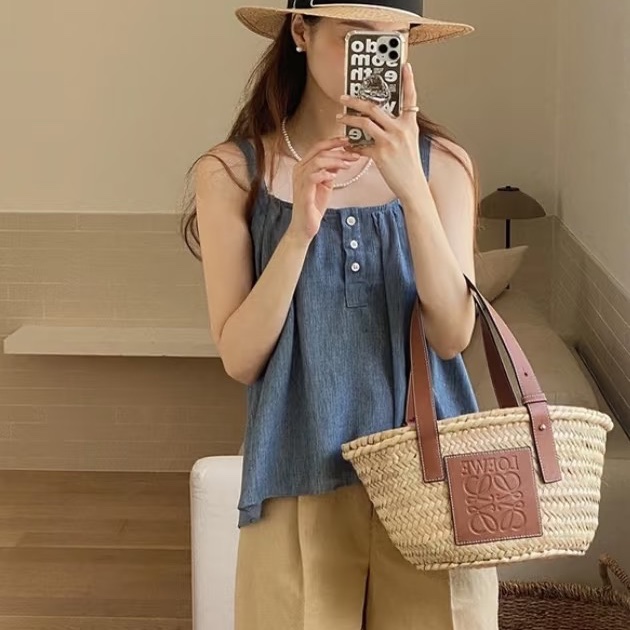 ෆ Loewe 草編籃子🧺菜籃子小號🍎💐-3