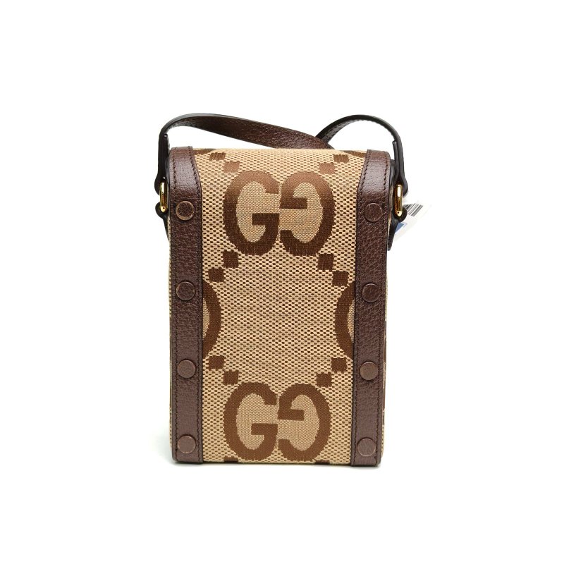 GUCCI Horsebit馬銜扣1955手機包老花大雙G金扣肩背包-2