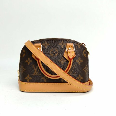 LOUIS VUITTON ALMA貝殼包NANO18老花PVC晶片老花肩背包