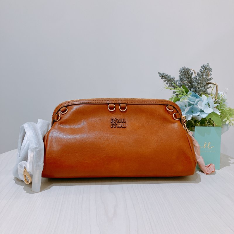 TK2034	 繆繆 單肩／背包/ 手提 Miu Miu Caprice Clutch Shoulder Bag Cognac Calfskin-8