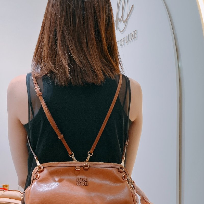 TK2034	 繆繆 單肩／背包/ 手提 Miu Miu Caprice Clutch Shoulder Bag Cognac Calfskin-9