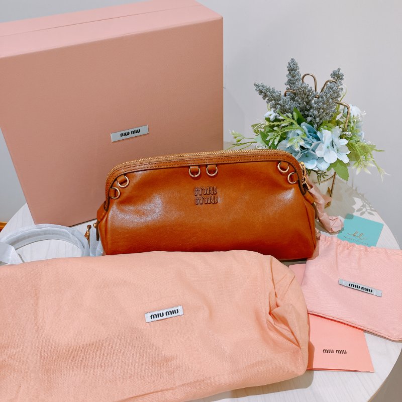 TK2034	 繆繆 單肩／背包/ 手提 Miu Miu Caprice Clutch Shoulder Bag Cognac Calfskin-25