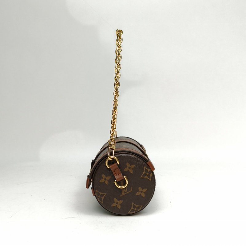 LOUIS VUITTON PAPILLON巴比龍TRUNK鏈條圓桶包老花PVC晶片肩背包-1