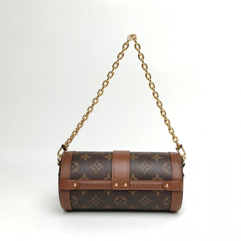 LOUIS VUITTON PAPILLON巴比龍TRUNK鏈條圓桶包老花PVC晶片肩背包-2
