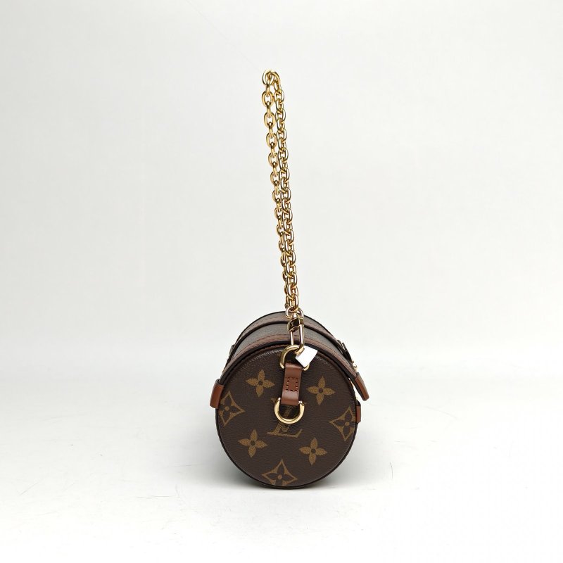 LOUIS VUITTON PAPILLON巴比龍TRUNK鏈條圓桶包老花PVC晶片肩背包-3